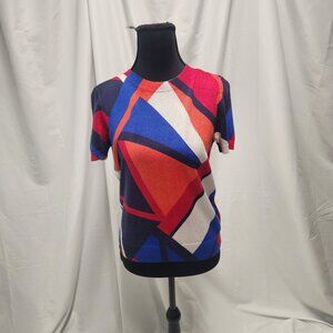 Lauren Ralph Lauren Short Sleeve Knit Top – Geometric Colorblock | Size M